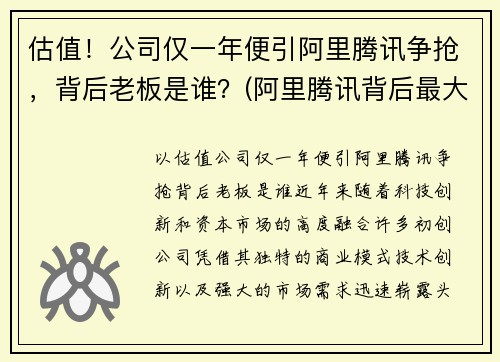 估值！公司仅一年便引阿里腾讯争抢，背后老板是谁？(阿里腾讯背后最大的股东)